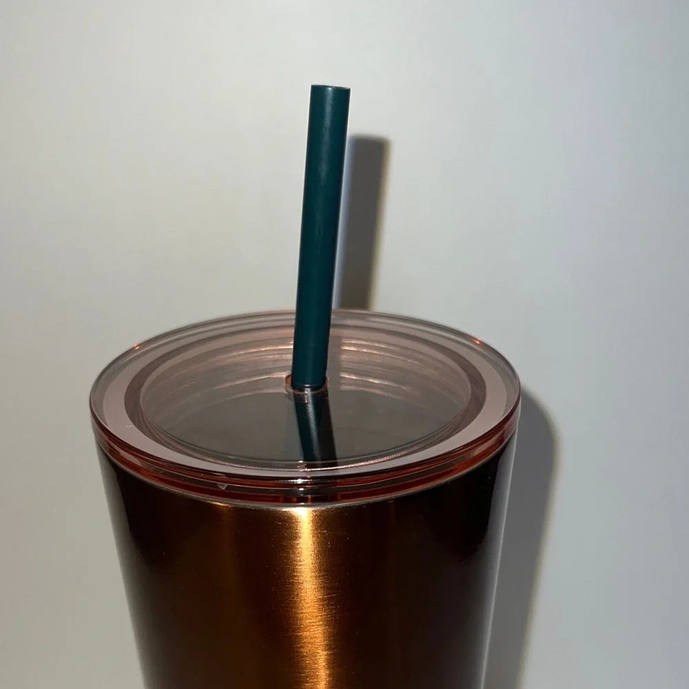 Starbucks Metallic Copper Dark Green & Blue Gradient Ombré Tumbler Venti 24 OZ